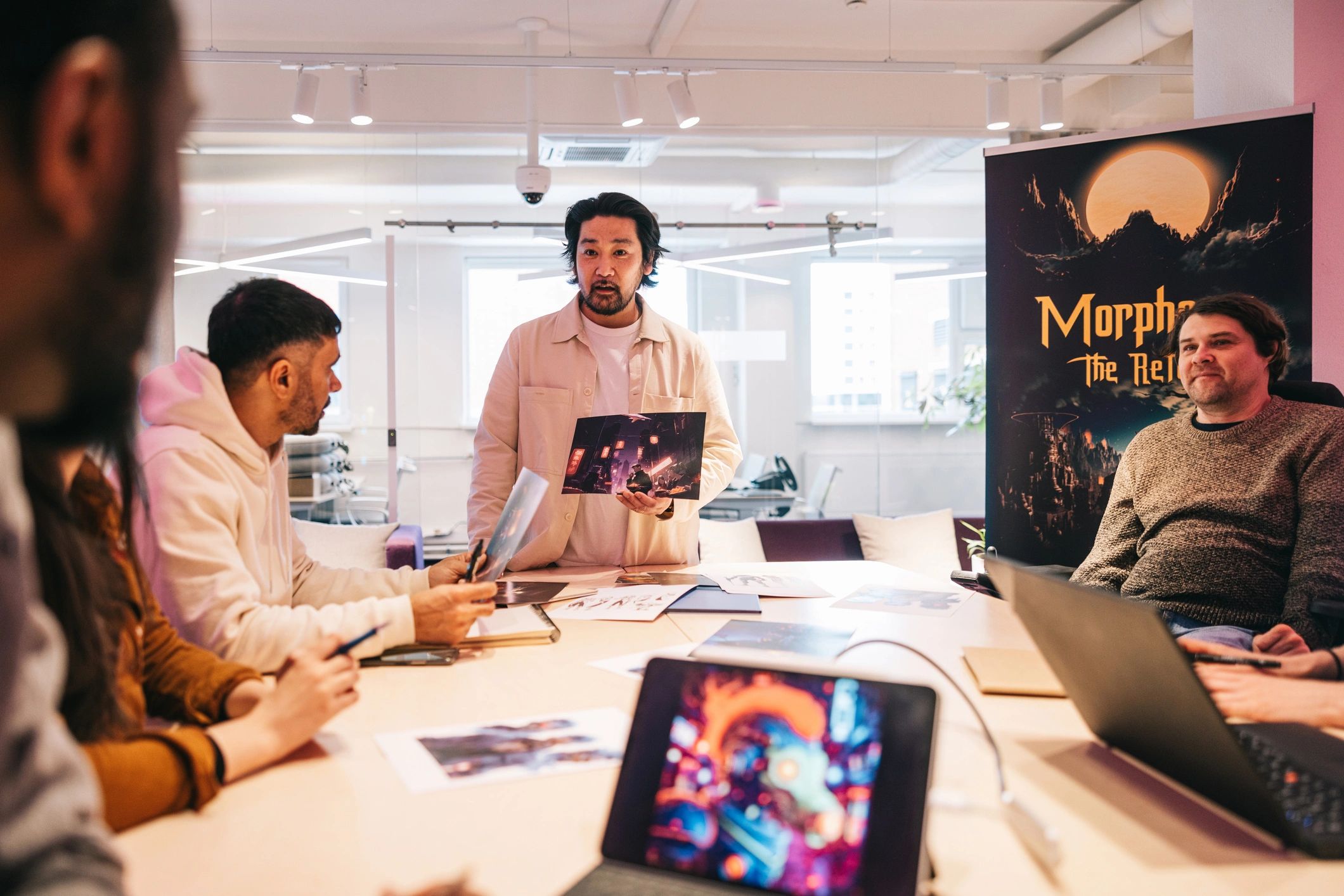 Team collaborating in a meeting room